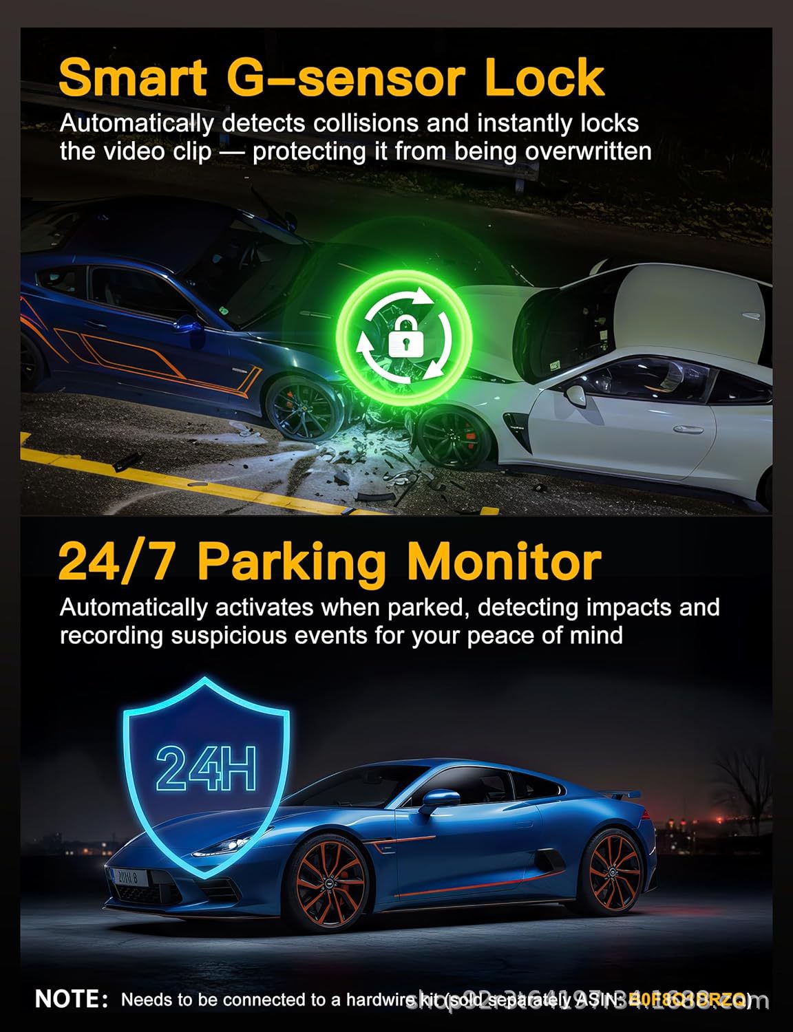 2.5K triple-lens dash cam, recording simultaneously on three channels, high-definition night vision, wide-angle, and high-definition recording