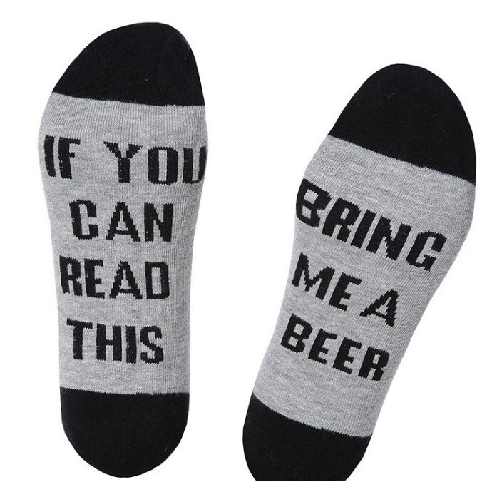 IF YOU CAN READ THIS men's and women's English alphabet embroidered cotton mid-tube socks wish explosions