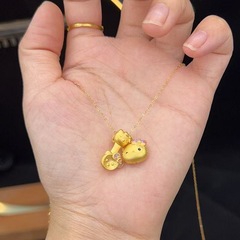 ネットの赤い大衆の個性の設計の金のかわいい金色のkt猫のフォークのスプーンのペンダントのネックレスの鎖のチェーンのアクセサリの甘い妹の百合