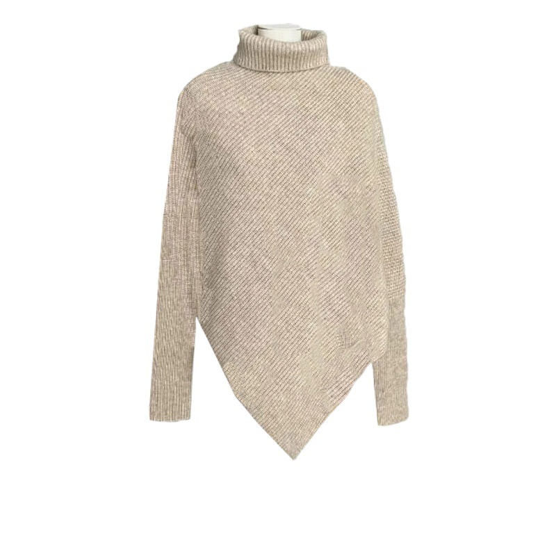 Suéter suave de punto irregular de cuello alto estilo coreano para mujer, novedad de primavera 2024, estilo holgado y relajado
