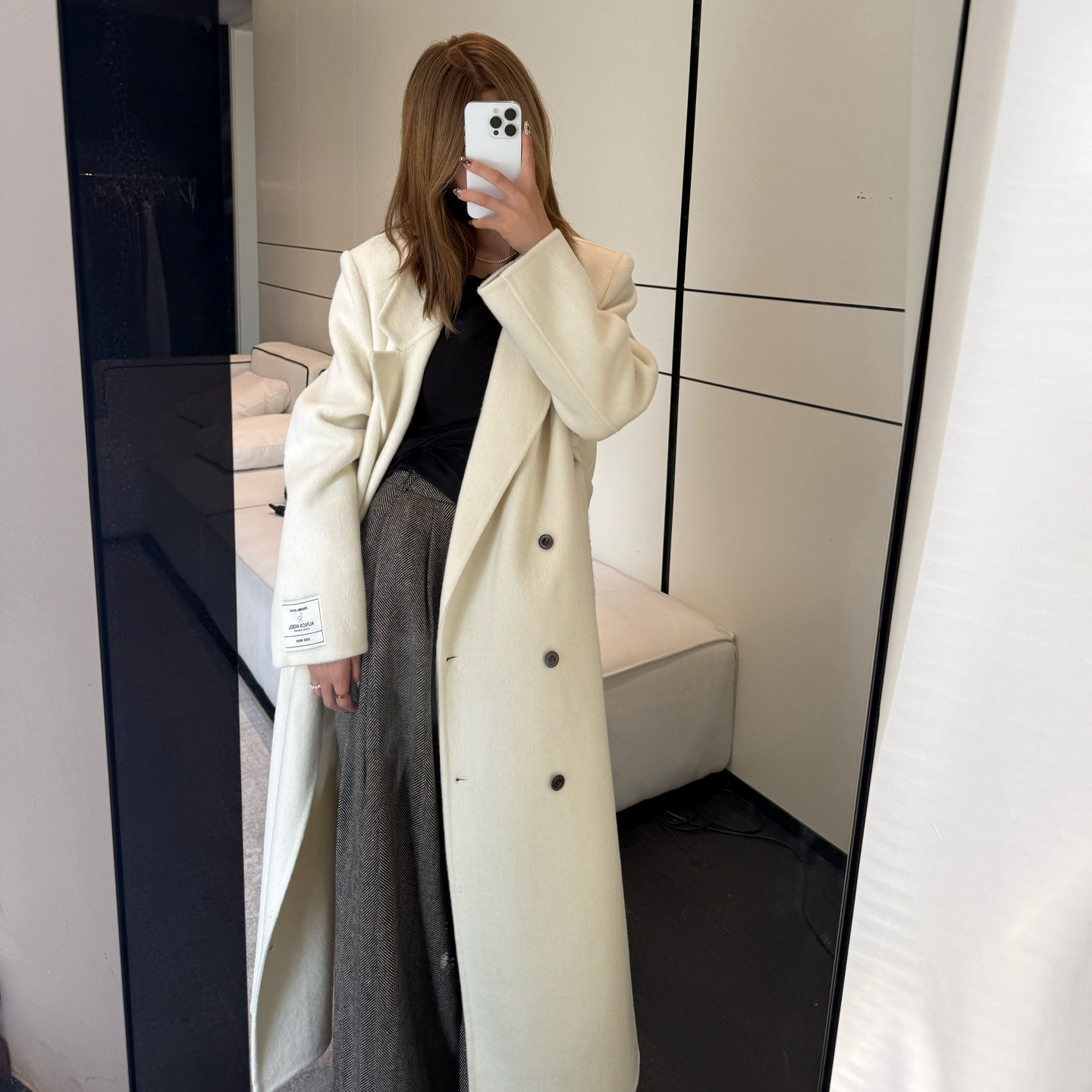 올드 머니 스타일 여신 필수 울 코트 Suli 알파카 코트 슈트 칼라 중간 길이 코트 두꺼워서 겨울에 따뜻함