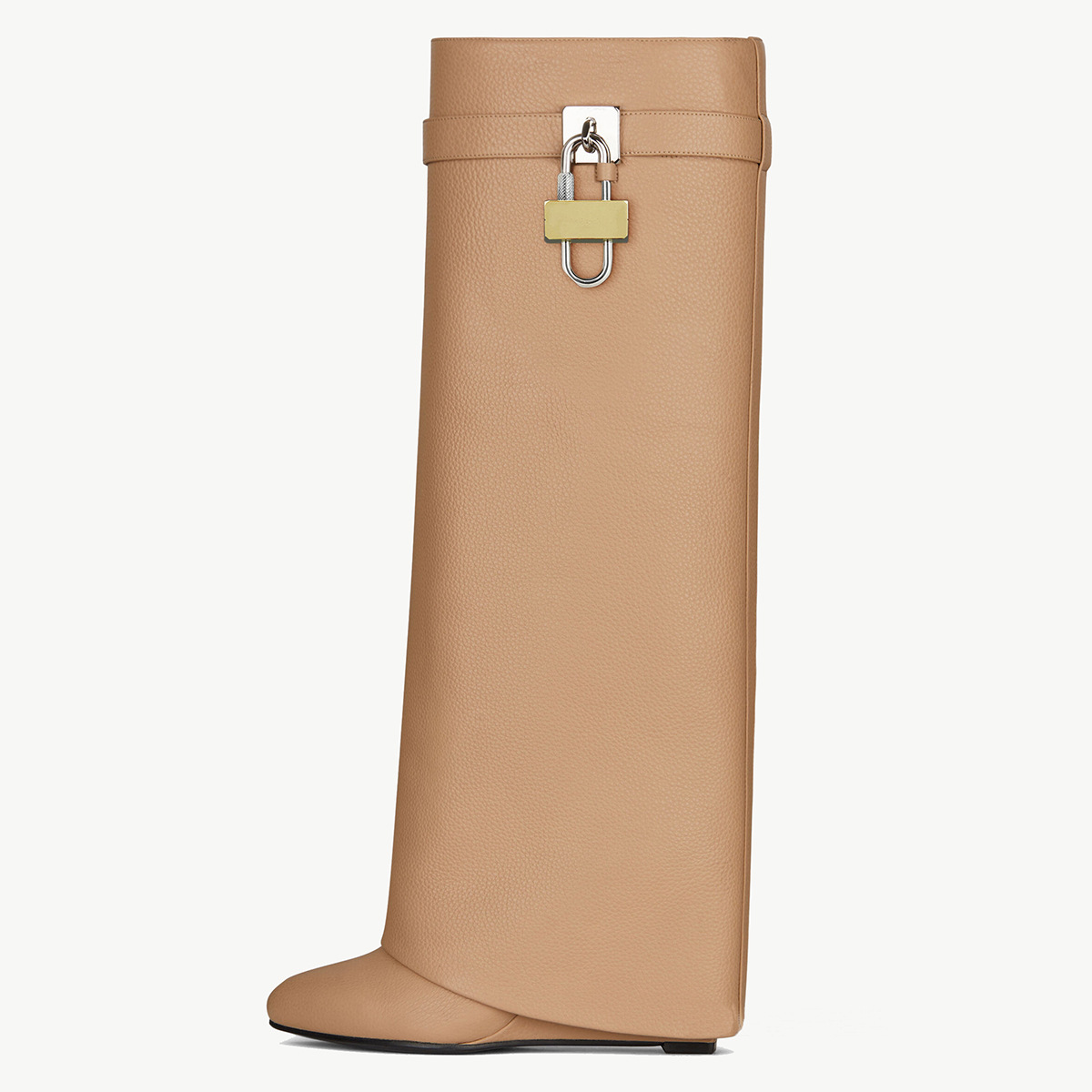 2023冬季尖头坡跟高跟裤管靴裙子长筒靴锁扣装饰时装靴女