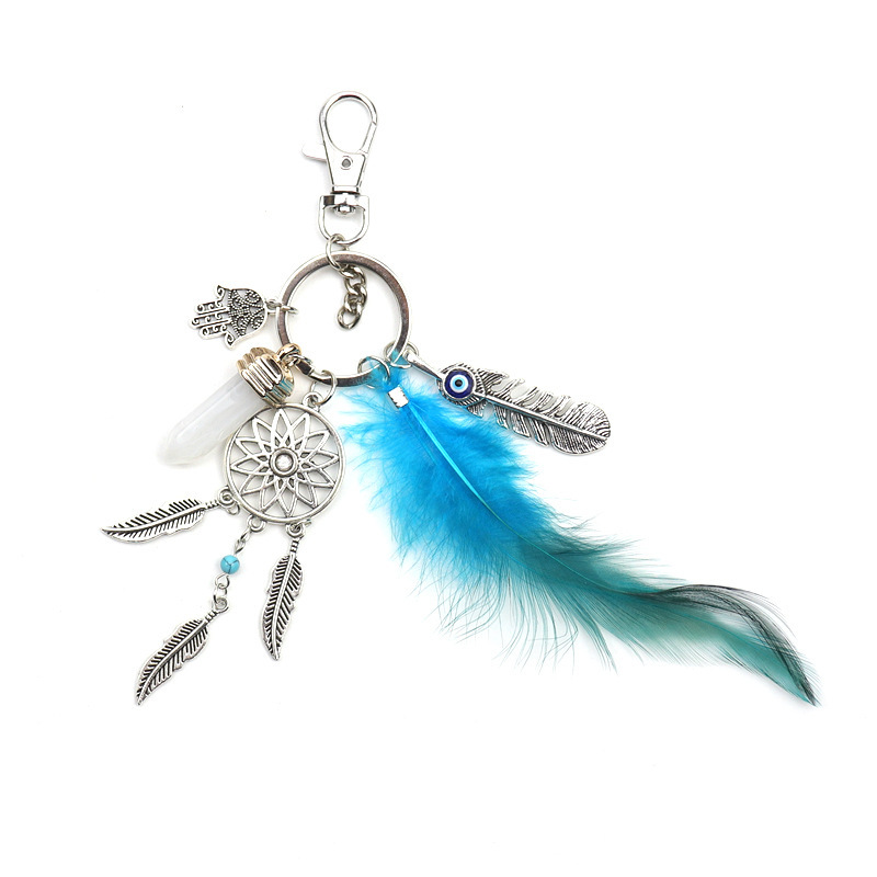 Amazon Hot Sale Dream Catcher Bergamot Keychain Pendant Feather Tassel Bag Key Chain Jewelry K26