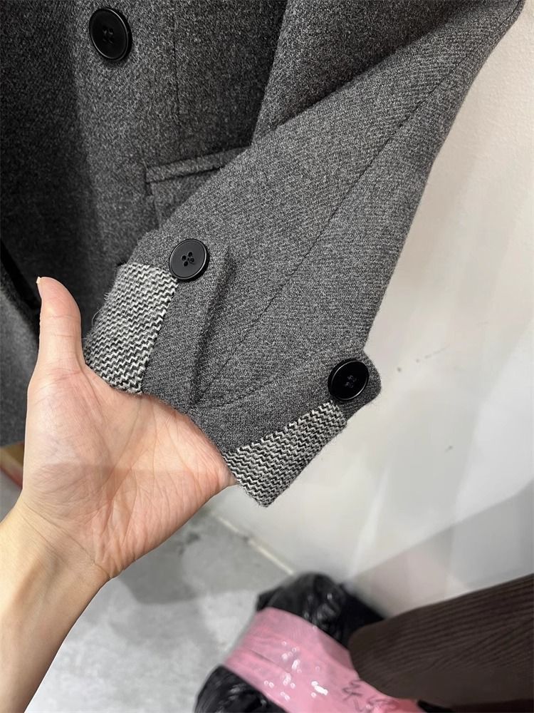 2025 New Korean Style Inner Cotton-Padded Blazer Down Jacket For Women Winter Small Size Rolled Sleeve Elegant Wool Coat_ecoleips.com