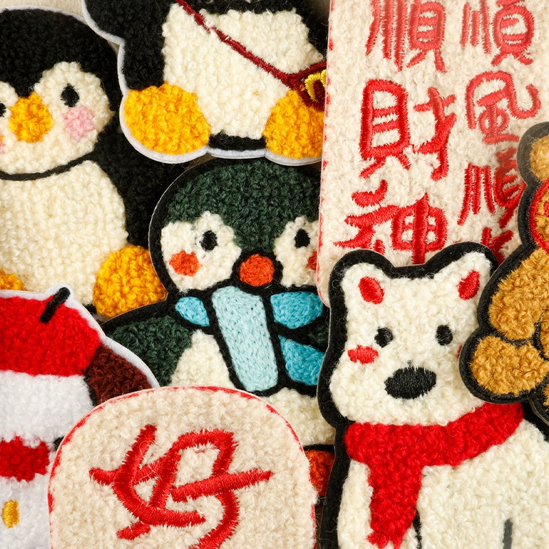 励新 Original computer embroidery label towel embroidery cartoon animal country trend good luck DIY decorative patch patch patch