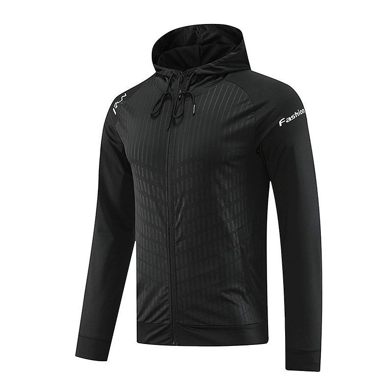 Sports elastic quick dry demi-season jacket with hood with zipper for gym for leisure, (Physicals)