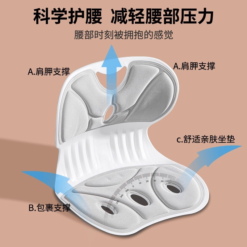 人体工学护腰坐垫久坐靠背垫腰靠腰托腰部支撑座椅靠垫矫正坐姿|undefined