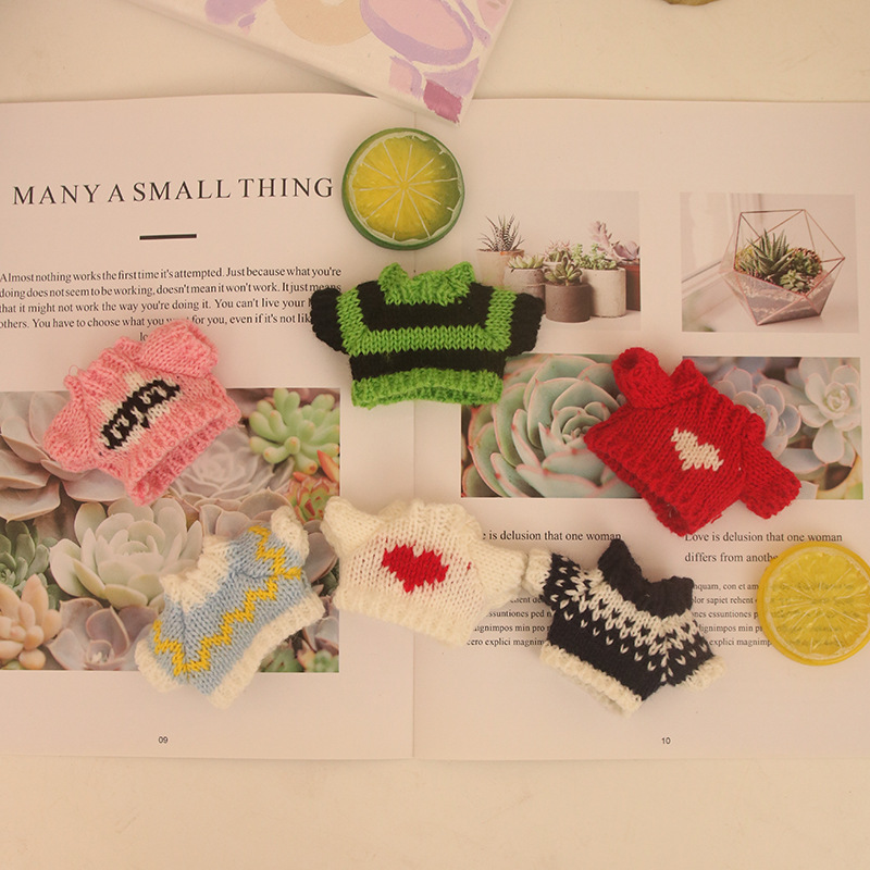 Suéter de perro de cabeza de 14cm 8 puntos bjd accesorios de muñeca pequeña muñeca de juguete 10 cm dientes faltantes ropa de muñeca de algodón