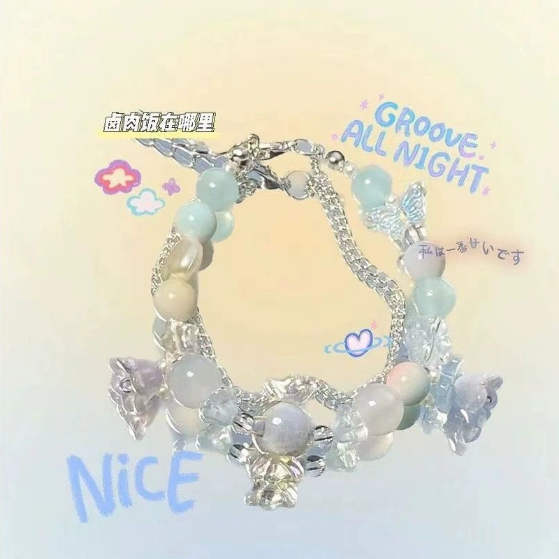Beaded children's bracelet, adjustable cord, assorted charm styles, 10 cm