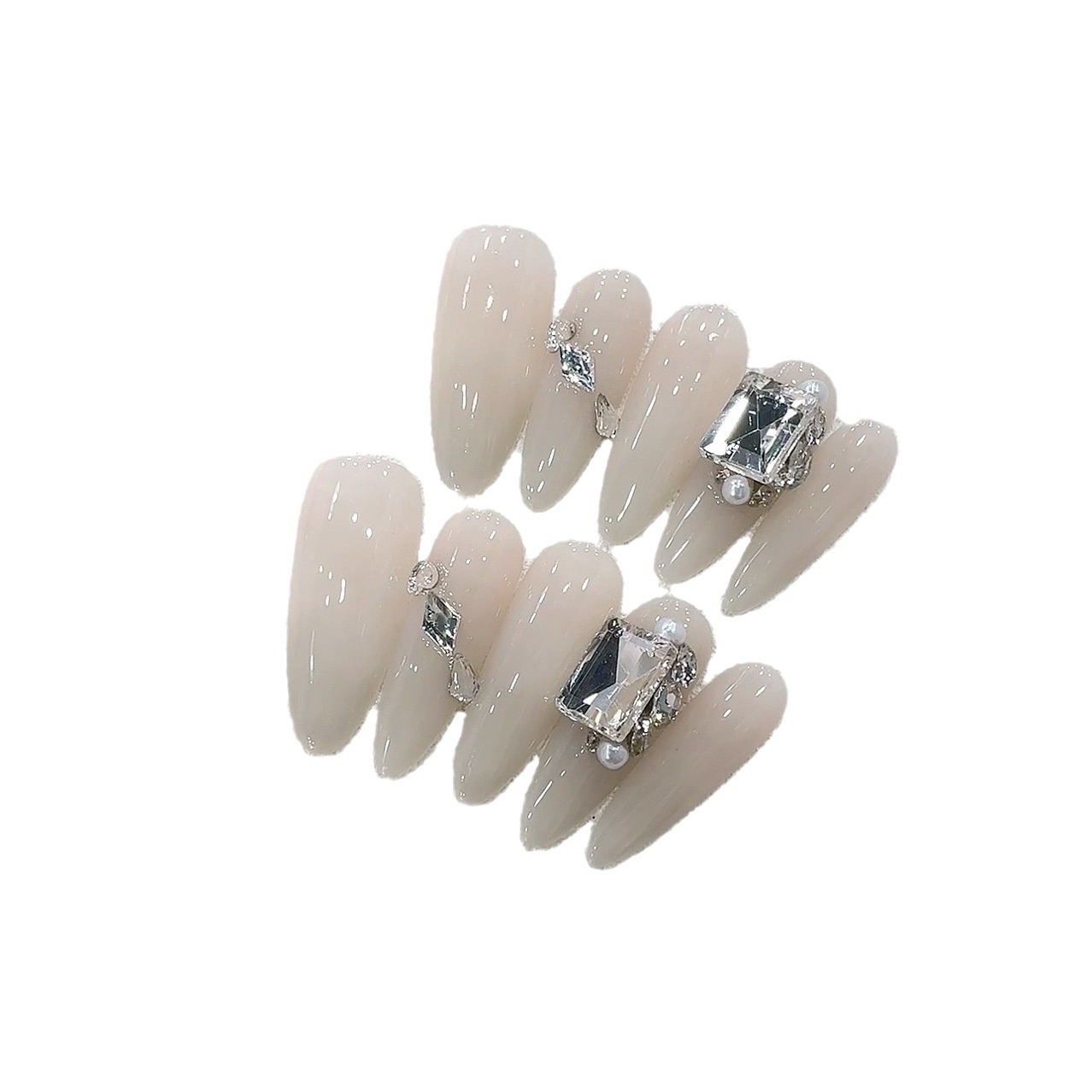 Li Xiaoying wearing armour [real shot] pure handmade manicure wearing armour temperament nude ice tea pile drill nail stickers