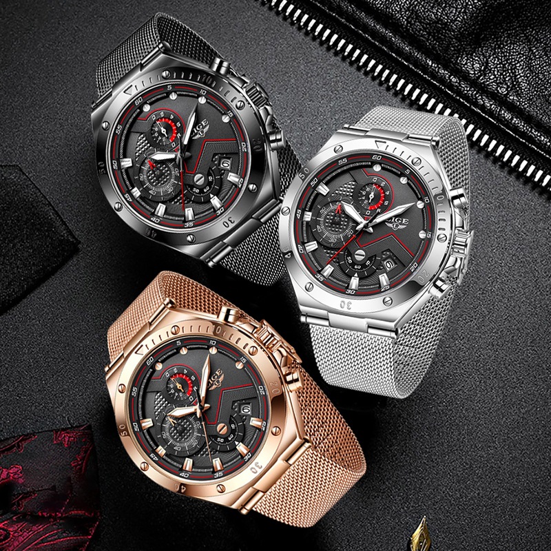 LIG Lige 8961E nuevo reloj de cuarzo transfronterizo para hombre deportivo multifunción cronógrafo reloj impermeable
