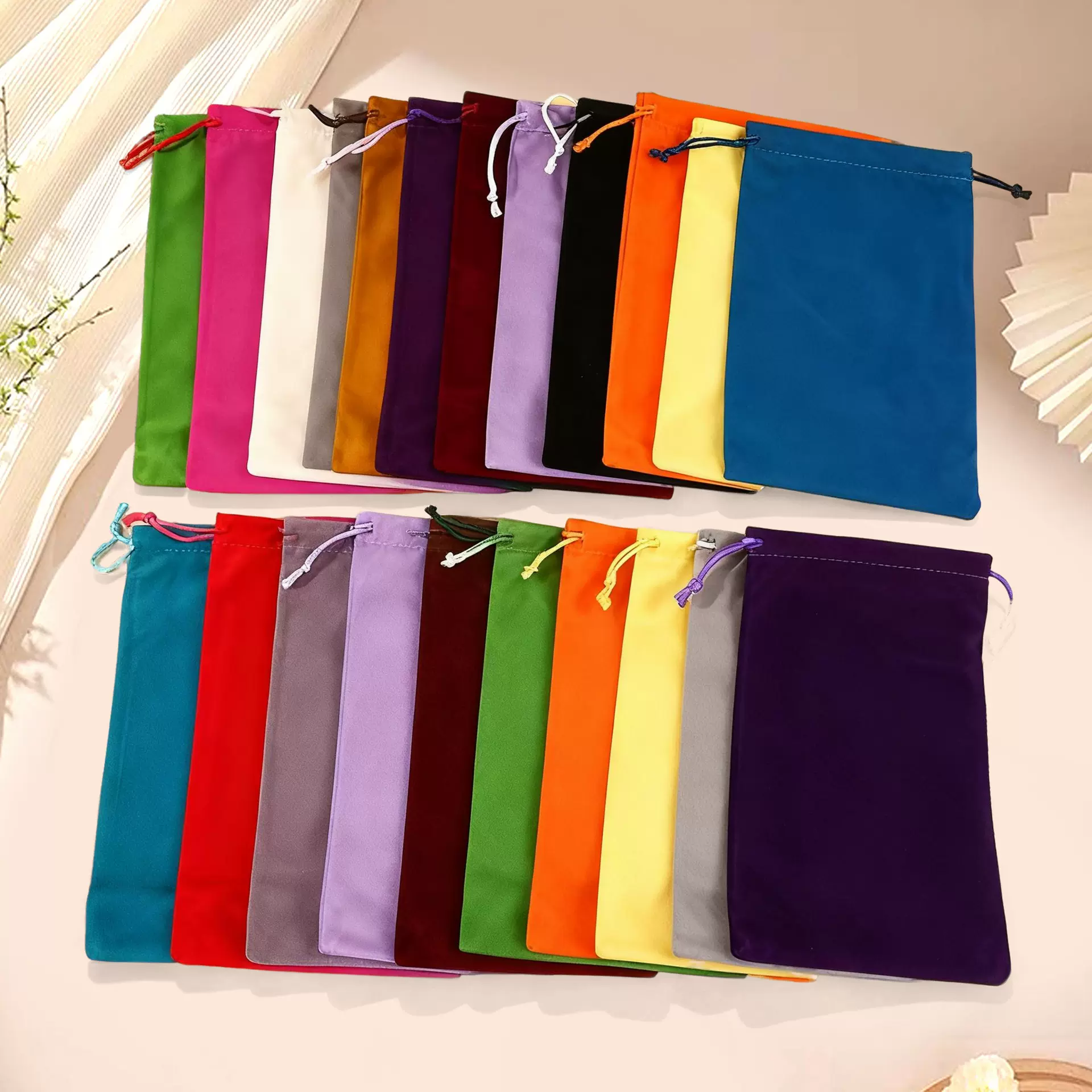 韩国拉绳束口绒布袋彩色防尘珠宝礼品首饰收纳单面绒布小布袋子