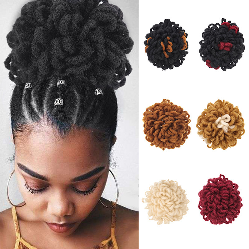 Wig hair bag African hair bun drawstring simulation fluffy dirty braid hair bag explosion female ball head chemical fiber hair wholesale