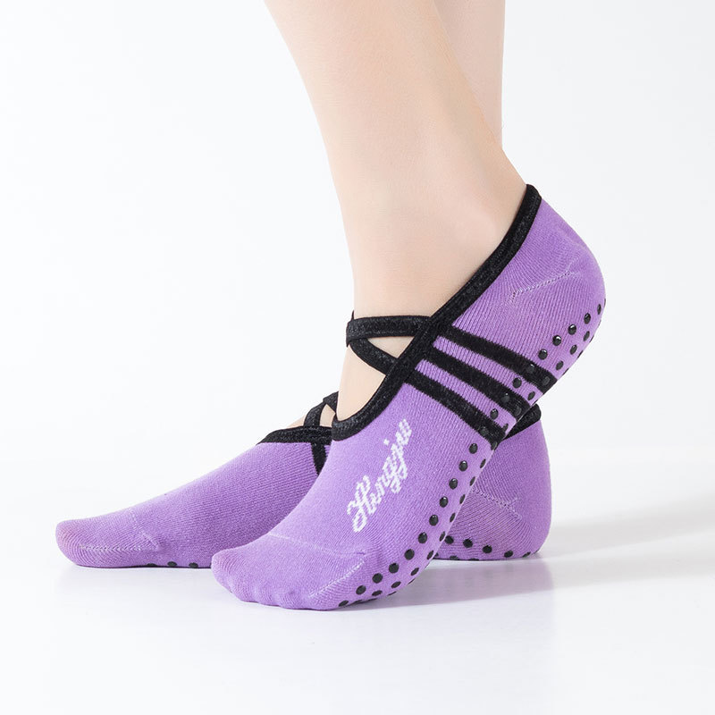 Yoga socks professional cross strap backless non-slip female silicone beginner dancing Sports Fitness Socks Pilates socks