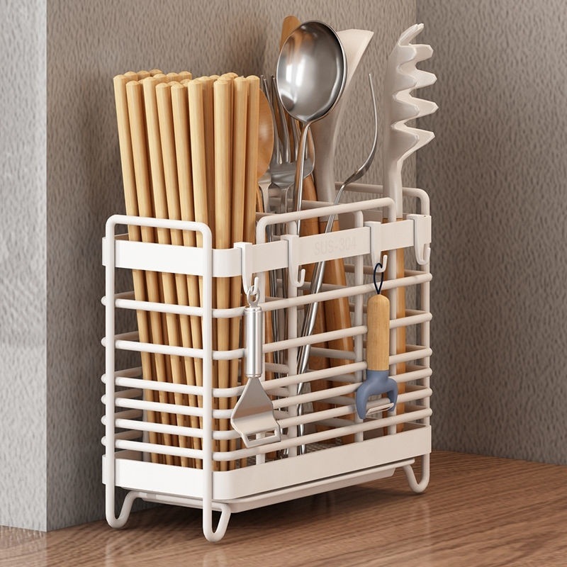 Caja de almacenamiento de palillos, estante de cocina sin instalación integrado de palillos caseros colgados en la pared, estante de agua de palillos, cubiertos de palillos, estante de palillos