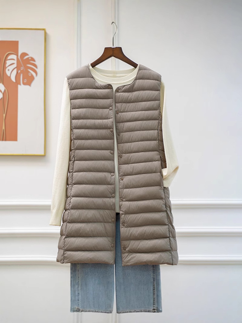 Transfronterizos TikTok chaqueta de plumón ligera chaleco de cuello en V de invierno de moda coreana chaqueta cálida