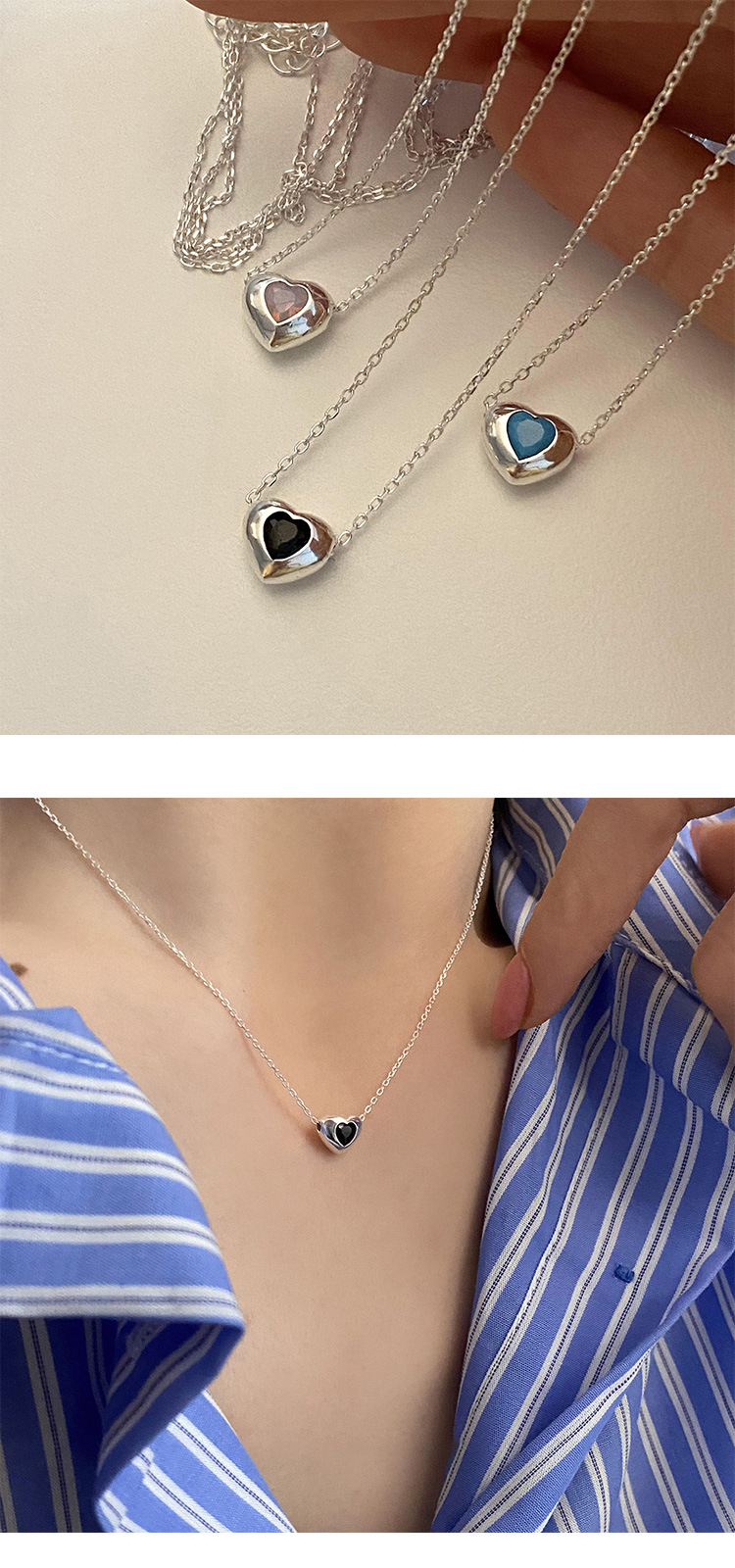 Fashion Heart Shape Sterling Silver Plating Pendant Necklace