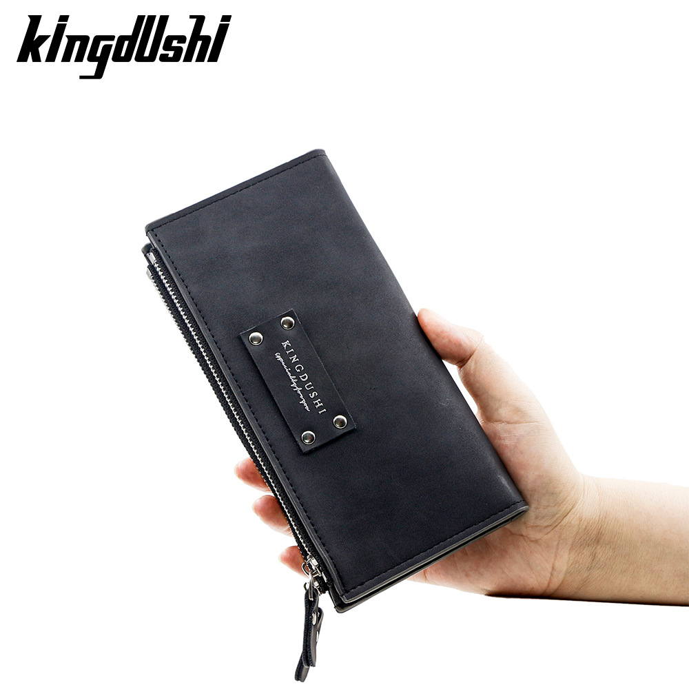 Coreano remache elemento de bolso largo para hombres con bisagra cremallera lateral bolso de mano bolso de tarjeta múltiple bolso de hebilla magnética