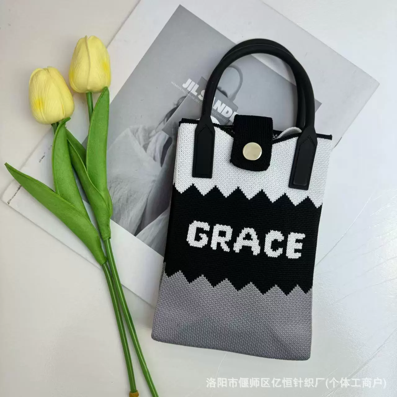 One-shoulder bag, wallet, knitted cute universal cartoon shoulder bag, Korean style
