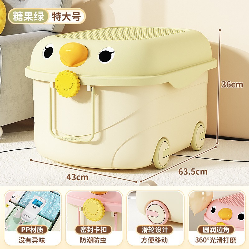 Caja de almacenamiento de juguetes para niños lindos hogar ropa de bebé bloques de construcción caja de organización con polea libro de aperitivos de gran capacidad