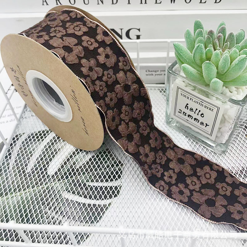 Romántico Camelia flor en relieve cinta de algodón flor ramo embalaje cinta hecha a mano DIY arco