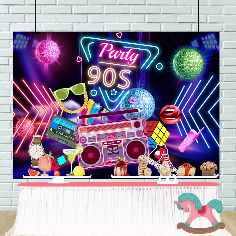 Nuevo 90s hip hop tela de fondo de graffiti pared de ladrillo de nuevo a la decoración del Partido de los 90 Amazon transfronteriza fabricantes