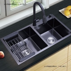 特厚黑色纳米304不锈钢水槽 厨房全套一体洗碗池洗菜盆单槽双槽