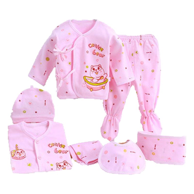 Conjunto para recién nacido, conjunto de siete piezas de algodón peinado, ropa y artículos para bebés, set de regalo para bebés y niños, para uso personal.