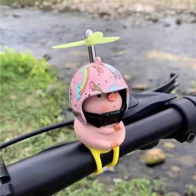 Electric Car Decorative Windmill Ornaments Rotating Piggy Cute Bicycle Electric Car Baby Stroller Play (Car ornaments) - piggy-car-ornaments-strap-style-1-pack