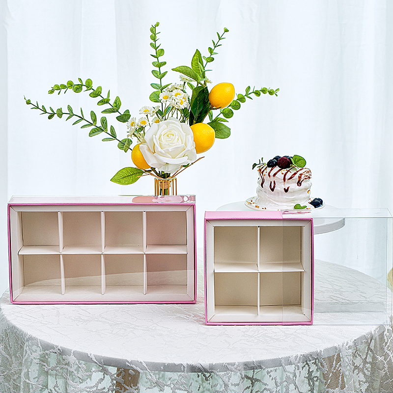 2025 nuevo 4 gránulos 6 gránulos 8 gránulos sándwich coreano caja de macarrones grasa caja de regalo transparente caja de postre horneado