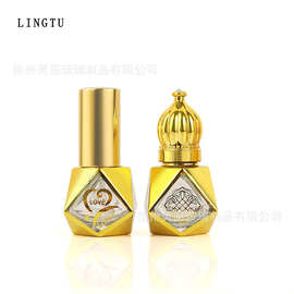 现货金色精油瓶中东土豪风香水瓶玻璃菱形8ml香水分装瓶细雾空瓶