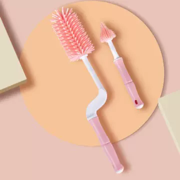 奶瓶刷清洁刷套装婴儿用洗奶嘴清洗硅胶的刷子360度旋转涮子婴童