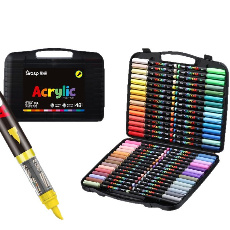 Dominar el tipo líquido directo blando acrílico marcador pincel de 48 colores niños color opaco color plegable pincel de pintura de jardín de infantes