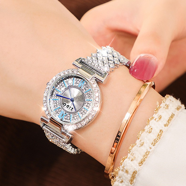 ZIDO ブランド シニア ファッション レディース ウォッチ シンプル カジュアル 気質 ライト 高級 高級 トレンド フル ダイヤモンド スターライト レディース ウォッチ