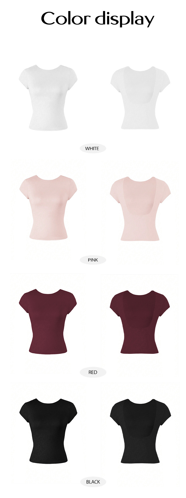 91g Weight Short Sleeve Sleeve Length Pullovers Placket Type Regular Sleeve Sleeve Type Spandex, Viscose fiber Fabric Type Regular Top Length T-shirt Tops Type Daily Occasion Round Neck Neckline Comfort Function Slim Fit Type Solid Color Pattern 2025 Spring and Summer Season Women's Gender Backless Design Streetwear Style Wholesale Women's Streetwear Solid Color Short Sleeve Backless T-Shirts 24