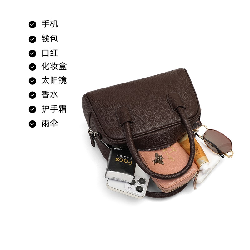 Túi xách nữ da thật phong cách vintage dây đeo chéo — màu cà phê, đen, màu trắng ngà