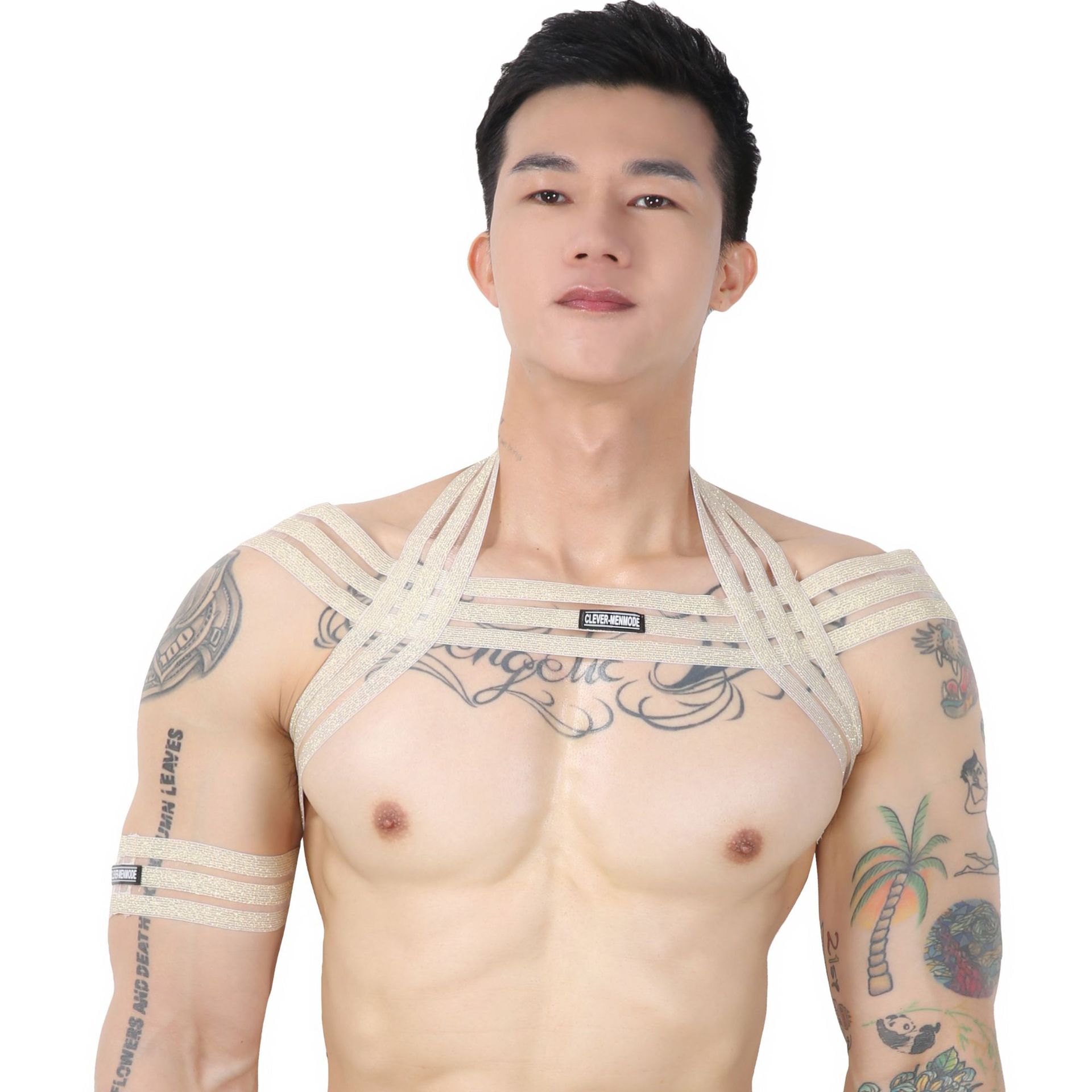 男士鏤空緊身衣夜店表演束縛帶顯大情趣內衣Gcircuit肩帶性感胸帶