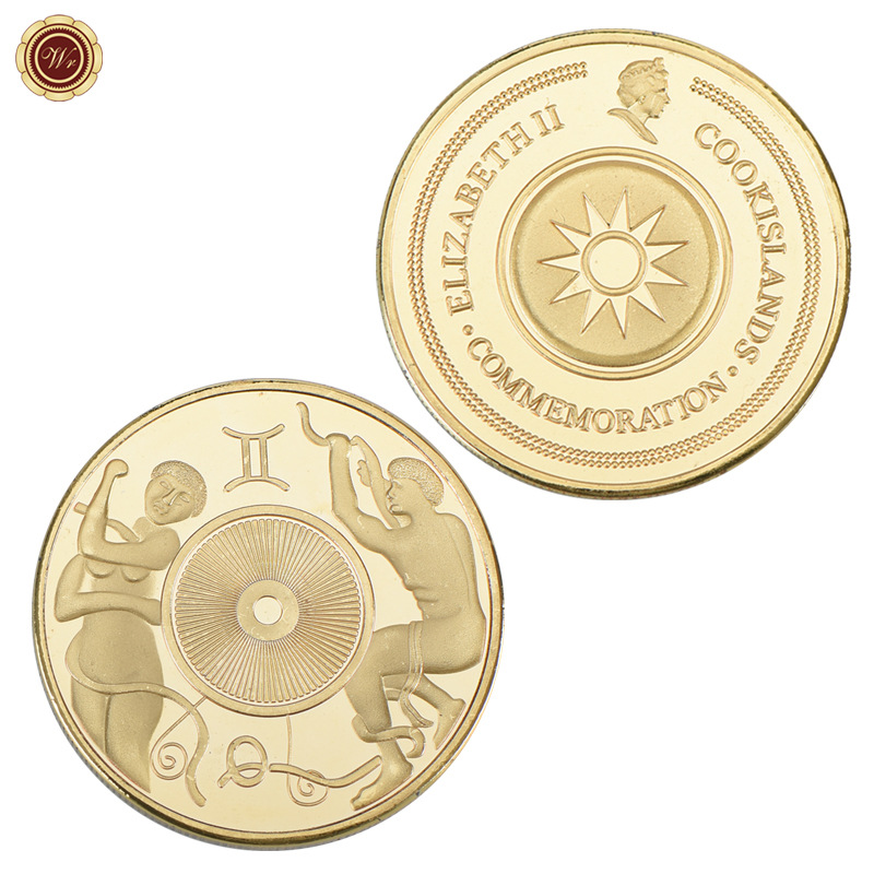 Medalla conmemorativa transfronteriza 12 constelación moneda conmemorativa metal chapado en oro insignia medalla Colección Caja de regalo fábrica al por mayor