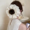 2# beige lace hair ring 4 layers with beads 8-20cm