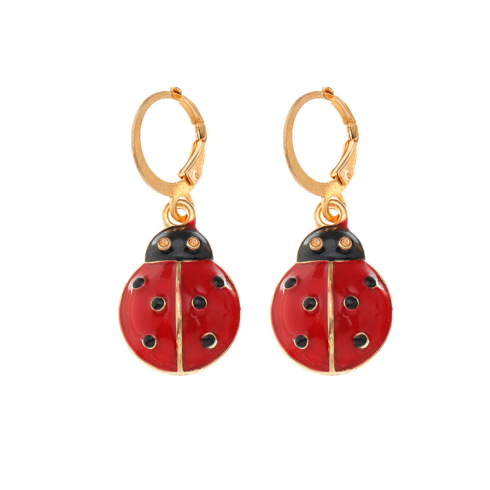 Cute Fashion Dripping Oil Retro Seven-star Ladybug Earrings display picture 8