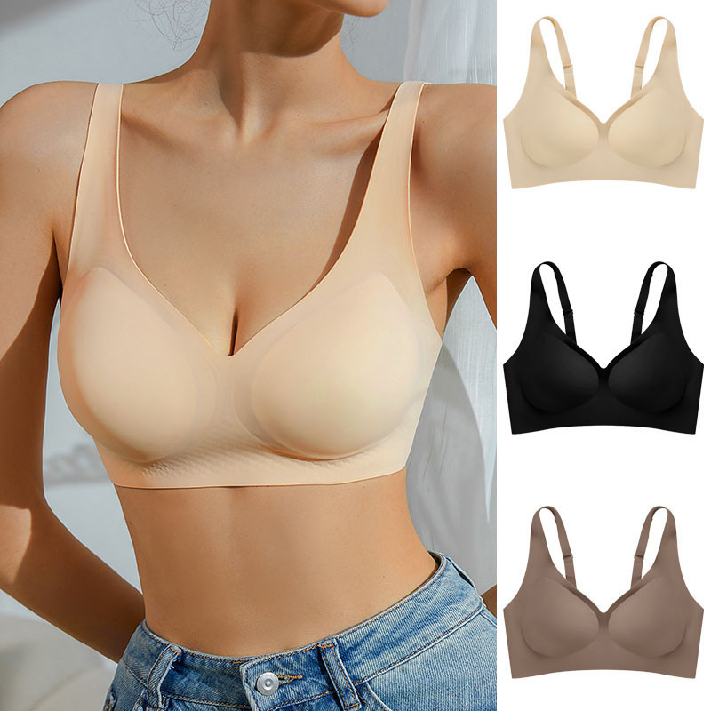 2026 European and American Cross-Border Jelly Gel Women's Underwear with Removable Cup Pads, Simple and Comfortable, Naked-Feel Women's Bra