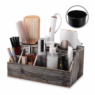 Home Wooden Hair Dryer Holder Wall Mounted Hairdressing Utensil Storage Box Bathroom Hair Dryer Styling Organization Rack