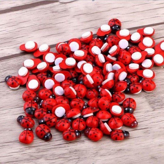Various specifications of wooden crafts small ladybug micro landscape decoration accessories mini simulation beetle (in stock)