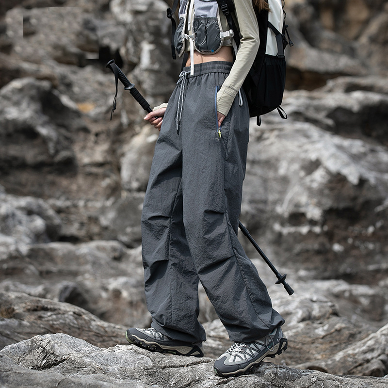 啄木鸟紫色速干冲锋裤女夏薄款爬山穿搭小个子户外登山运动工装裤|undefined