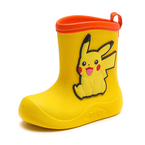Genuine Pikachu children's cartoon rain boots for boys and girls, waterproof Pokémon wear-resistant baby water shoes, small and medium-sized children's water boots