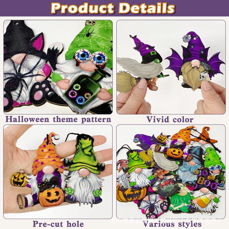 ホット販売ハロウィン木製ノーム人木製ペンダントパーティーパーティー鬼祭りカボチャスカルヘッド装飾ペンダント|undefined