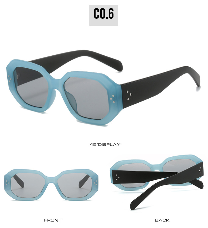 50g Weight Full Frame Glasses Structure Sunglasses Classification PC, UV400 Protection Lens Material Polygon Glasses Style Streetwear Solid Color PC UV400 Protection Polygon Full Frame Women's Sunglasses