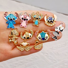 金色史迪仔挂件配饰俏皮大耳朵吊坠卡通水晶合金配件DIY手链服饰