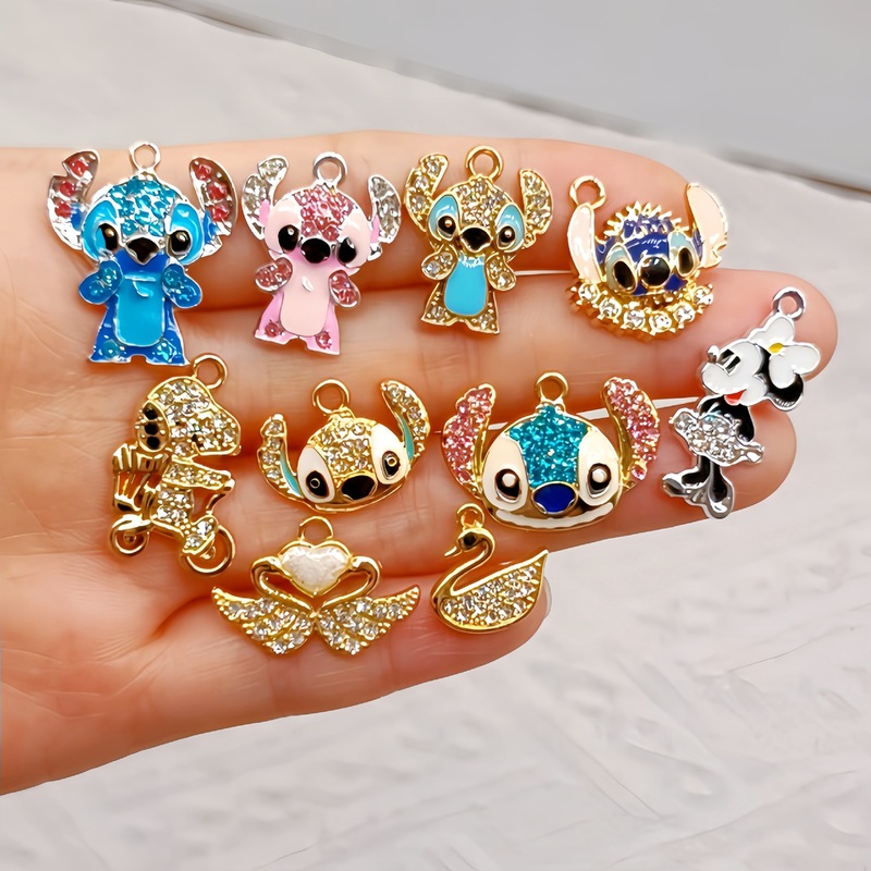 金色史迪仔挂件配饰俏皮大耳朵吊坠卡通水晶合金配件DIY手链服饰|undefined