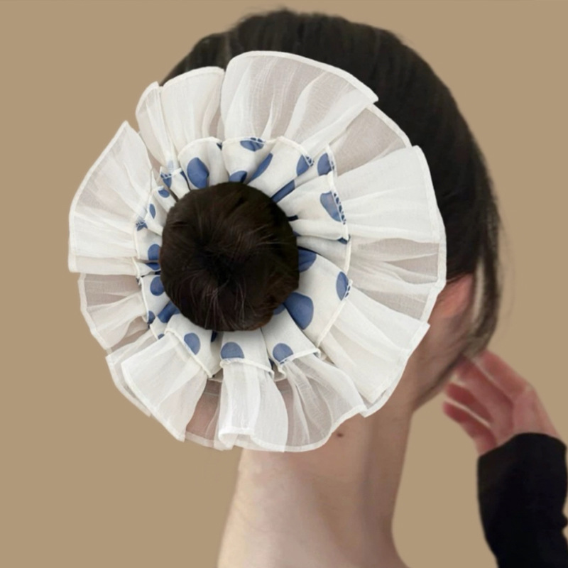 031 большая резинка для волос в горошек 23см